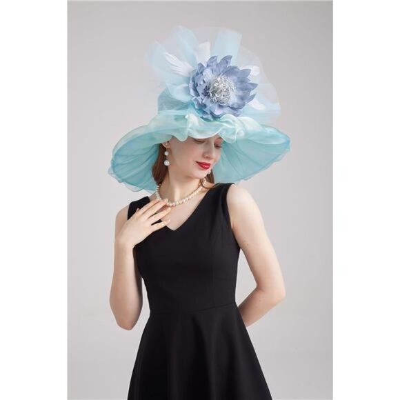 Women's Kentucky Derby Church Dress Hat 01-blue - Picture 4 of 7